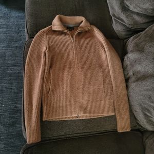 Banana Republic Women's Zip-Front Crewneck Sweater - Camel